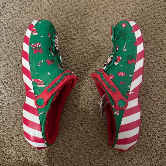 CROCS Mickey Holiday Lined Classic Clogs Women's 12 Men's 10 Christmas Xmas NWT - Picture 4 of 7